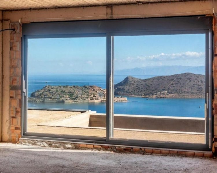 Plaka bei Elounda Kreta, Plaka: Luxusvilla mit Panoramablick auf das Meer oberhalb der Insel Spinalonga zu verkaufen Haus kaufen